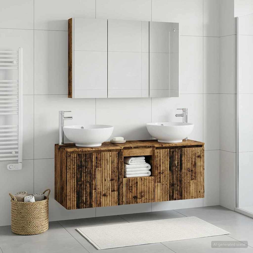 Bathroom Cabinet Set 4 pcs Old Wood Engineered Wood