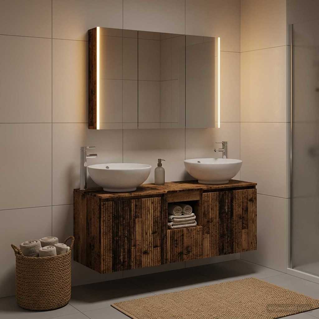 Bathroom Cabinet Set 4 pcs Old Wood Engineered Wood