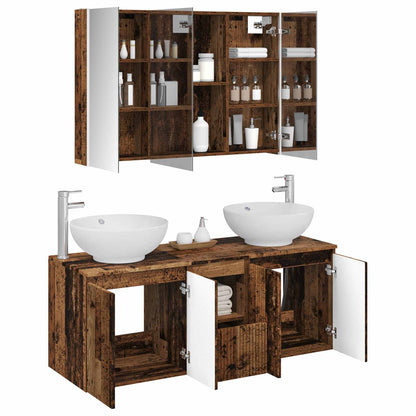 Bathroom Cabinet Set 4 pcs Old Wood Engineered Wood