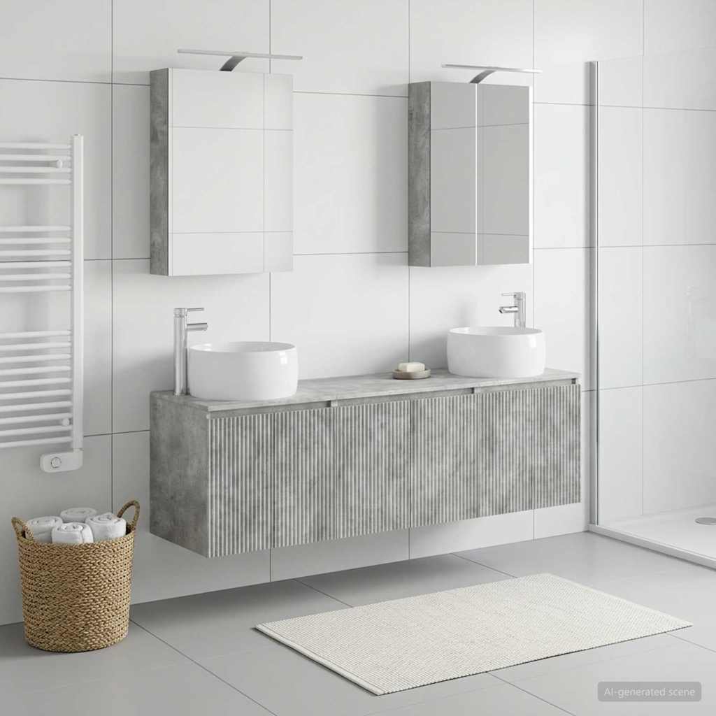 Bathroom Cabinet Set 5 pcs Concrete Grey Engineered Wood