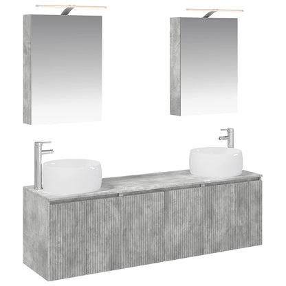 Bathroom Cabinet Set 5 pcs Concrete Grey Engineered Wood
