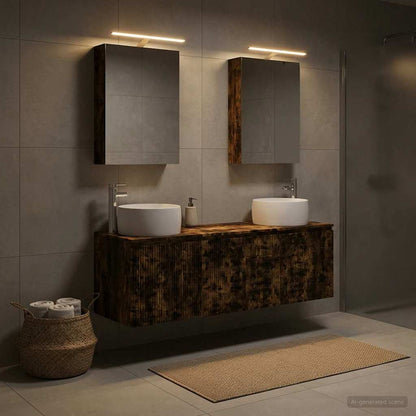 Bathroom Cabinet Set 5 pcs Smoked Oak Engineered Wood
