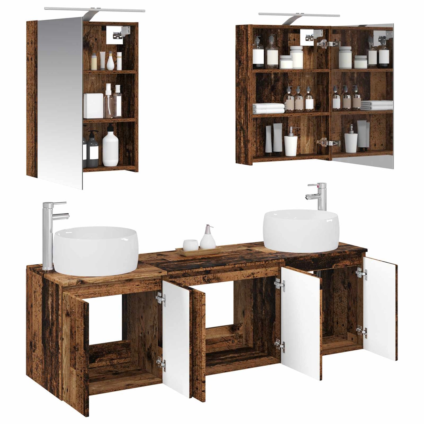 Bathroom Cabinet Set 5 pcs Old Wood Engineered Wood