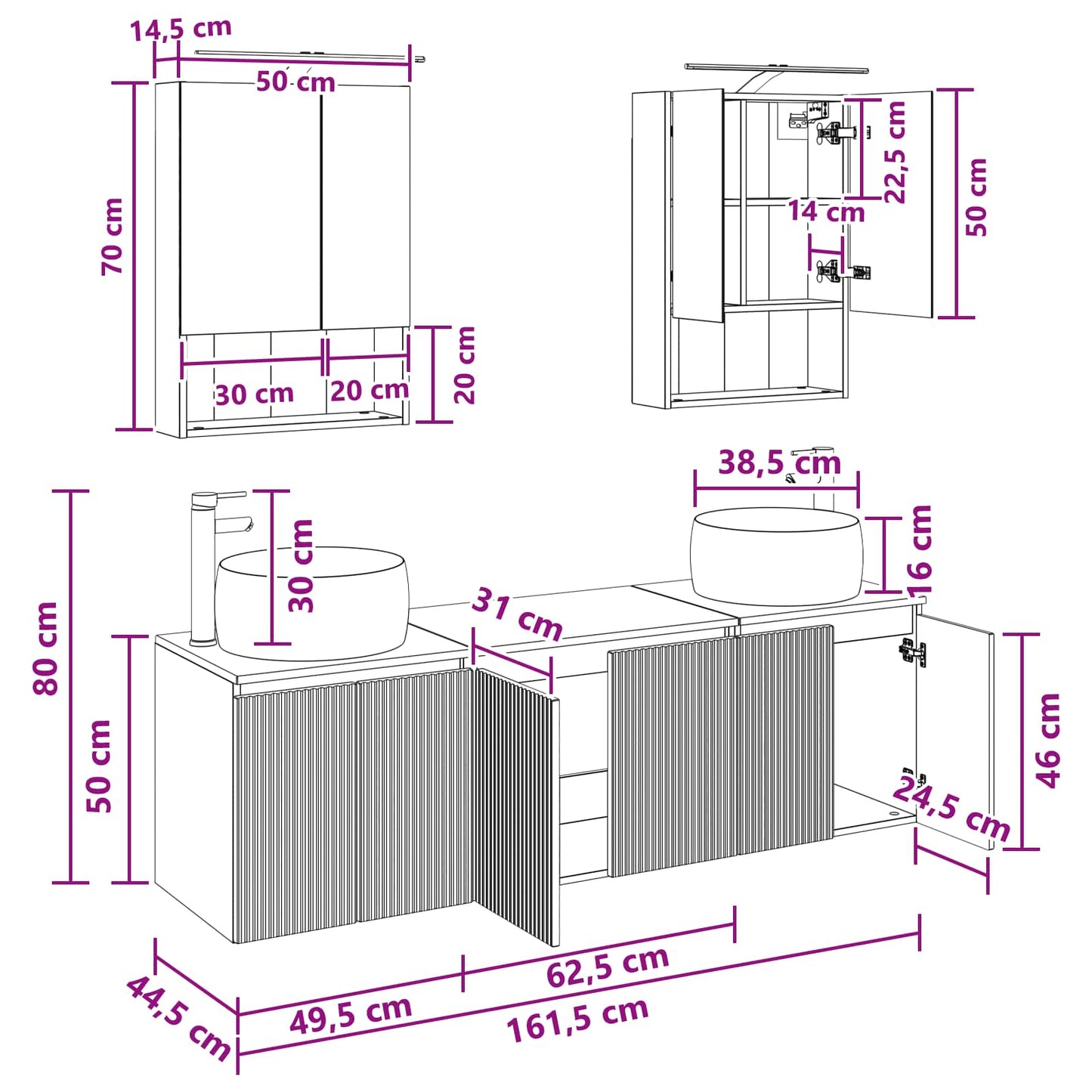 Bathroom Cabinet Set 5 pcs Smoked Oak Engineered Wood