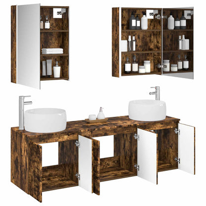 Bathroom Cabinet Set 5 pcs Smoked Oak Engineered Wood
