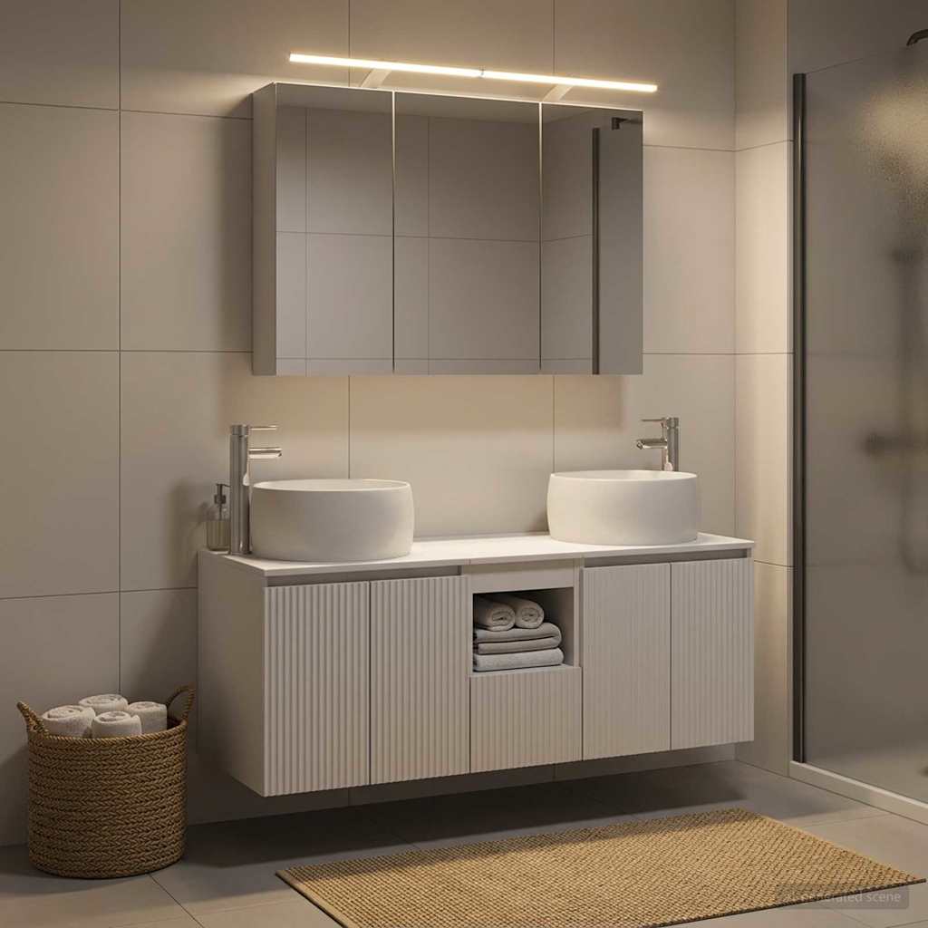 Bathroom Cabinet Set 4 pcs White Engineered Wood