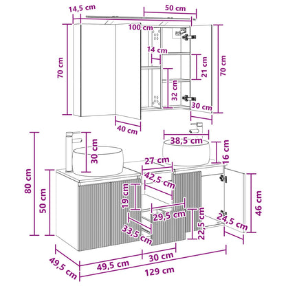 Bathroom Cabinet Set 4 pcs Sonoma Oak Engineered Wood