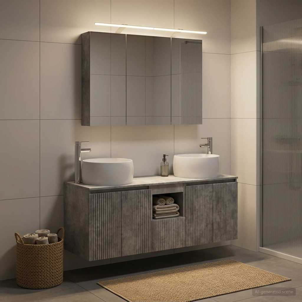 Bathroom Cabinet Set 4 pcs Concrete Grey Engineered Wood