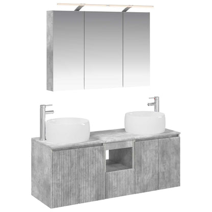 Bathroom Cabinet Set 4 pcs Concrete Grey Engineered Wood