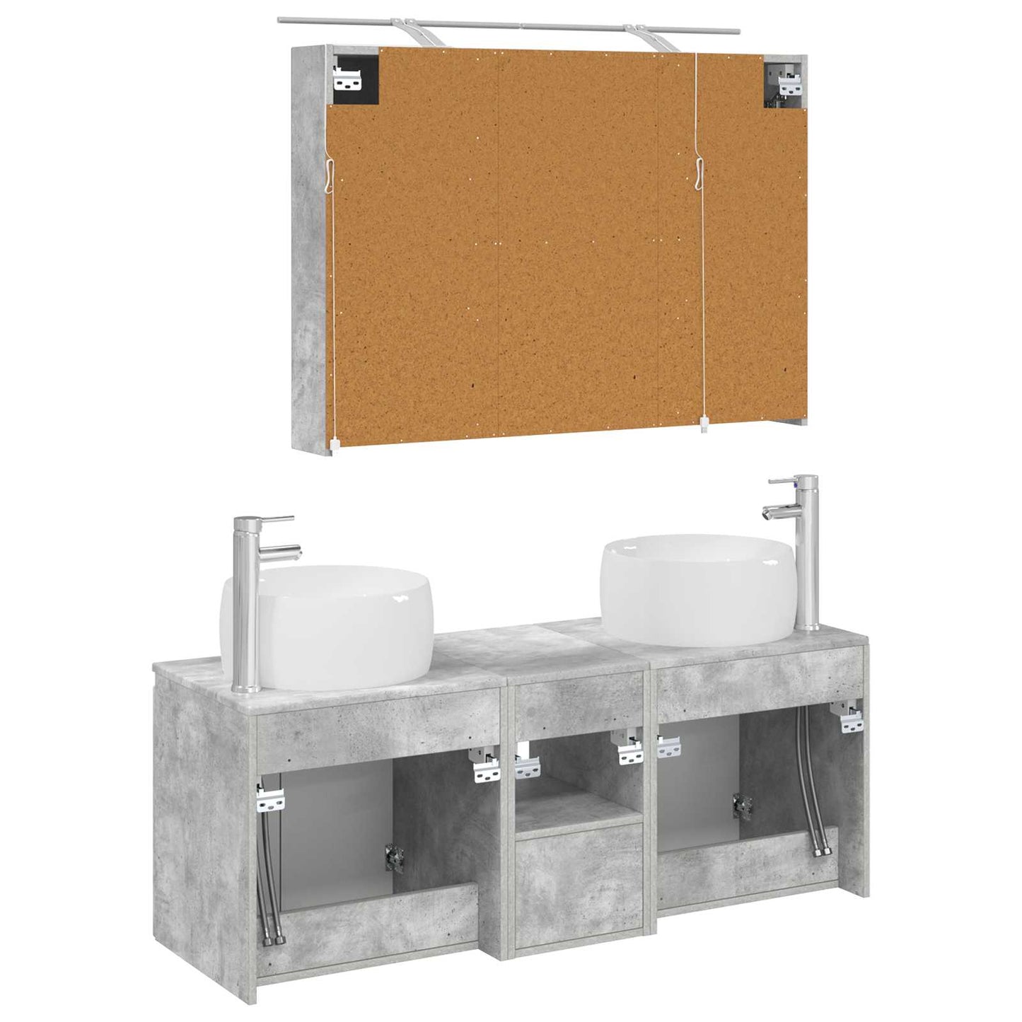 Bathroom Cabinet Set 4 pcs Concrete Grey Engineered Wood