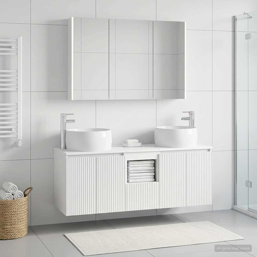 Bathroom Cabinet Set 4 pcs White Engineered Wood