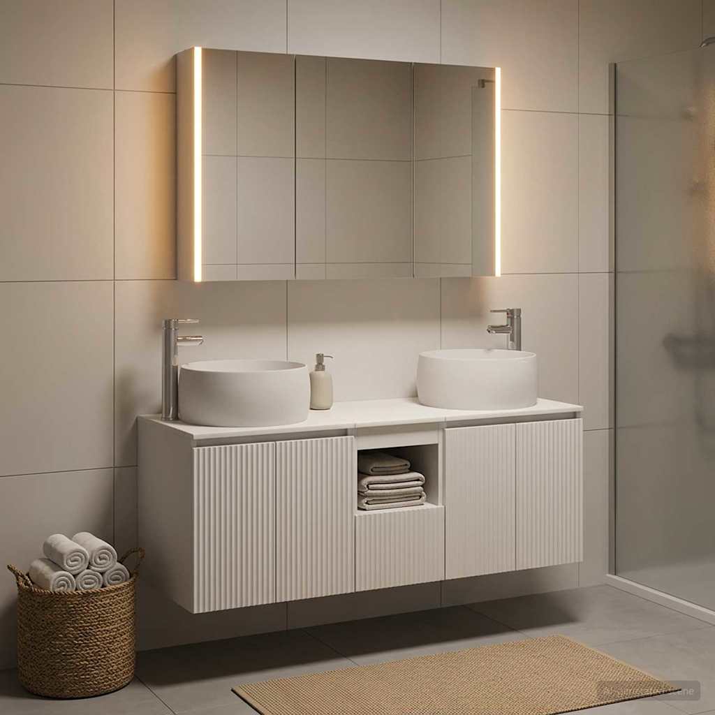 Bathroom Cabinet Set 4 pcs White Engineered Wood
