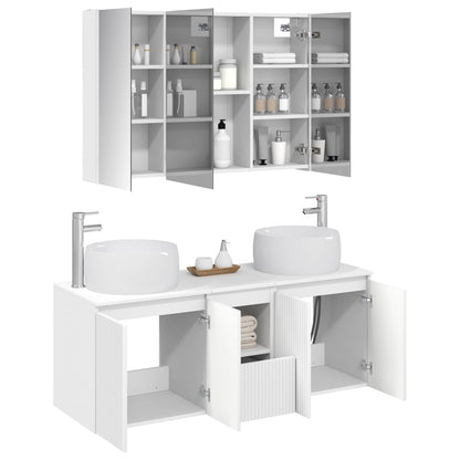 Bathroom Cabinet Set 4 pcs White Engineered Wood