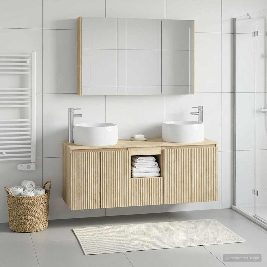 Bathroom Cabinet Set 4 pcs Sonoma Oak Engineered Wood