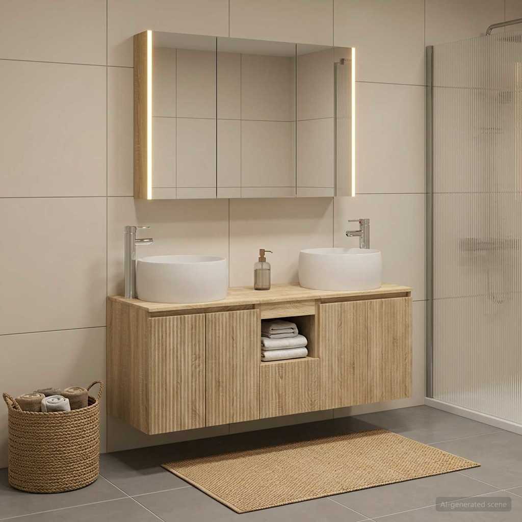 Bathroom Cabinet Set 4 pcs Sonoma Oak Engineered Wood