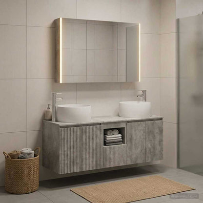Bathroom Cabinet Set 4 pcs Concrete Grey Engineered Wood