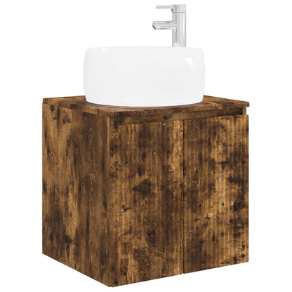 Bathroom Cabinet Set 4 pcs Smoked Oak Engineered Wood