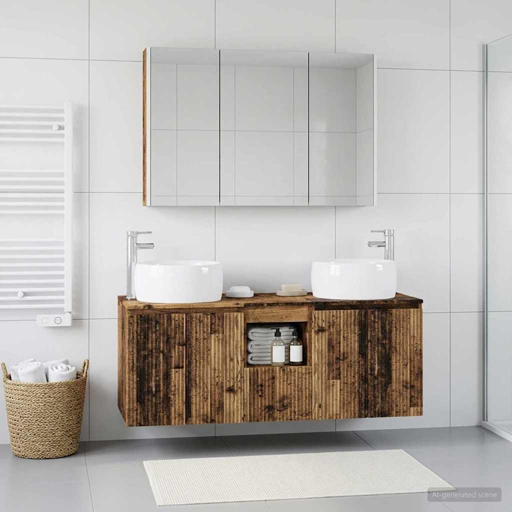 Bathroom Cabinet Set 4 pcs Old Wood Engineered Wood