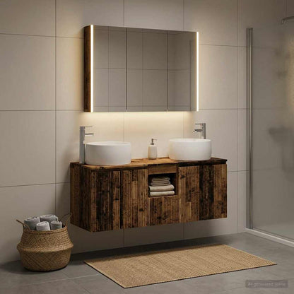 Bathroom Cabinet Set 4 pcs Old Wood Engineered Wood