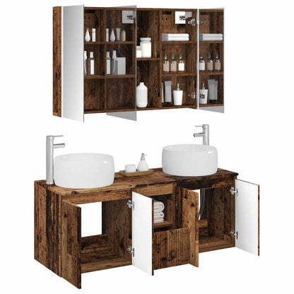 Bathroom Cabinet Set 4 pcs Old Wood Engineered Wood