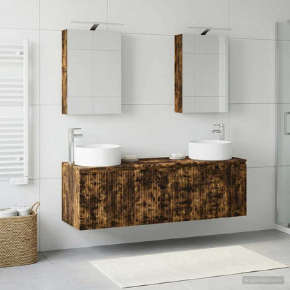 Bathroom Cabinet Set 5 pcs Smoked Oak Engineered Wood