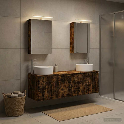 Bathroom Cabinet Set 5 pcs Smoked Oak Engineered Wood