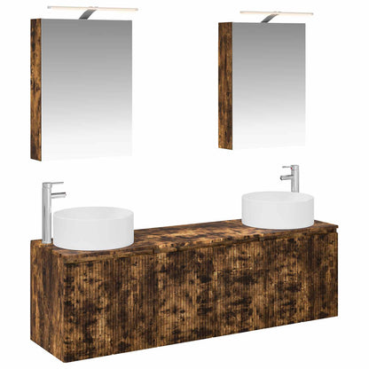 Bathroom Cabinet Set 5 pcs Smoked Oak Engineered Wood