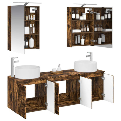 Bathroom Cabinet Set 5 pcs Smoked Oak Engineered Wood