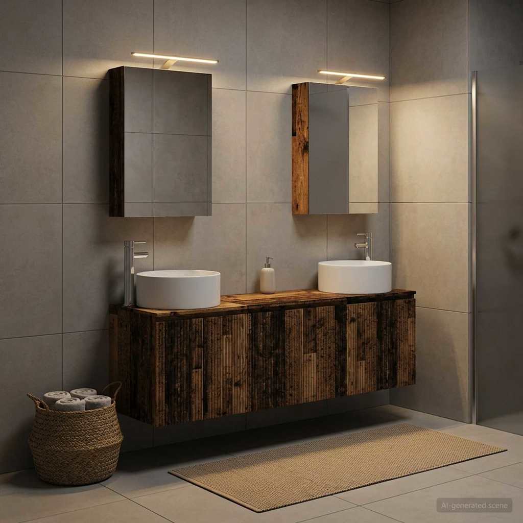 Bathroom Cabinet Set 5 pcs Old Wood Engineered Wood
