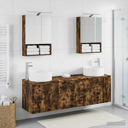 Bathroom Cabinet Set 5 pcs Smoked Oak Engineered Wood