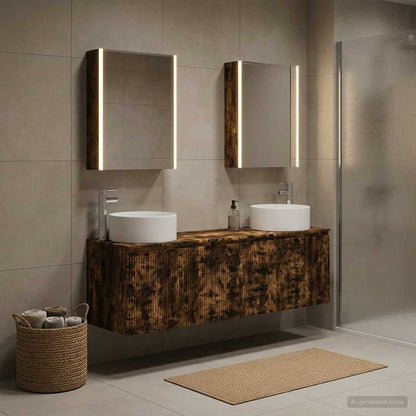 Bathroom Cabinet Set 5 pcs Smoked Oak Engineered Wood
