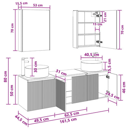 Bathroom Cabinet Set 5 pcs Smoked Oak Engineered Wood