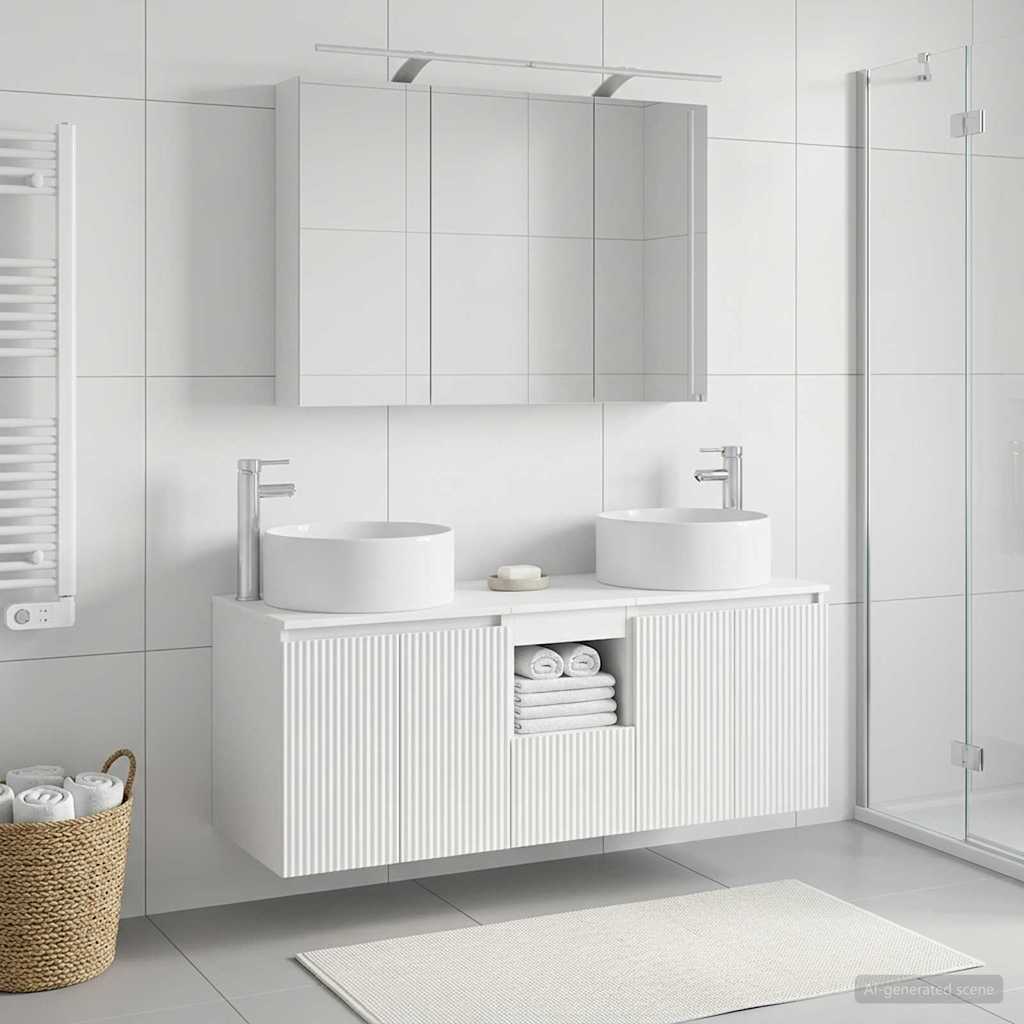 Bathroom Cabinet Set 4 pcs White Engineered Wood