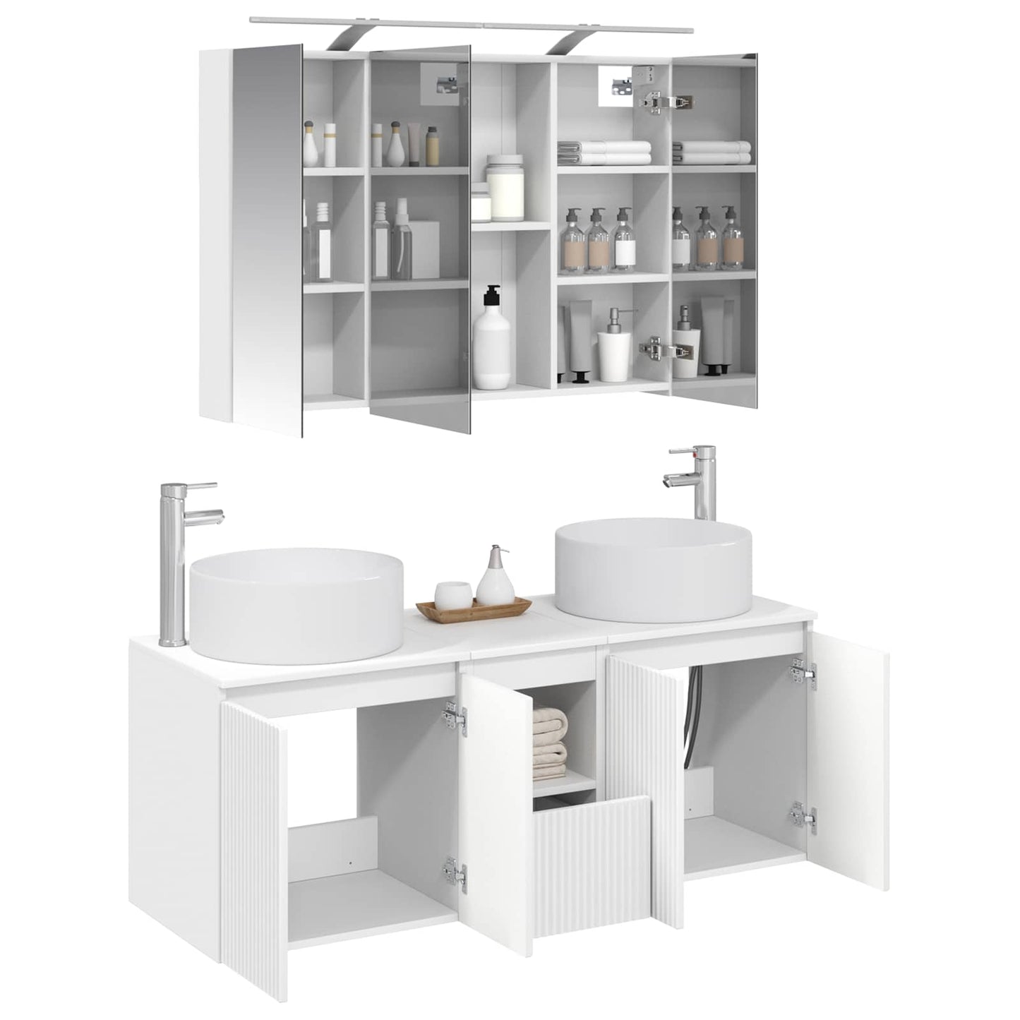 Bathroom Cabinet Set 4 pcs White 100 x 14.5 x 70 cm