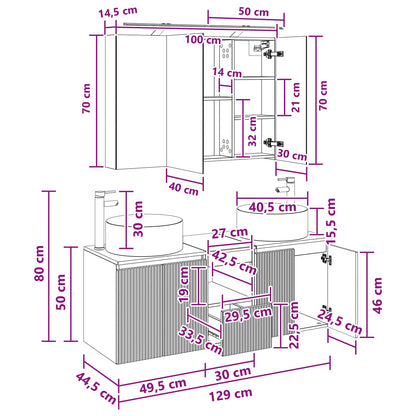 Bathroom Cabinet Set 4 pcs White 100 x 14.5 x 70 cm