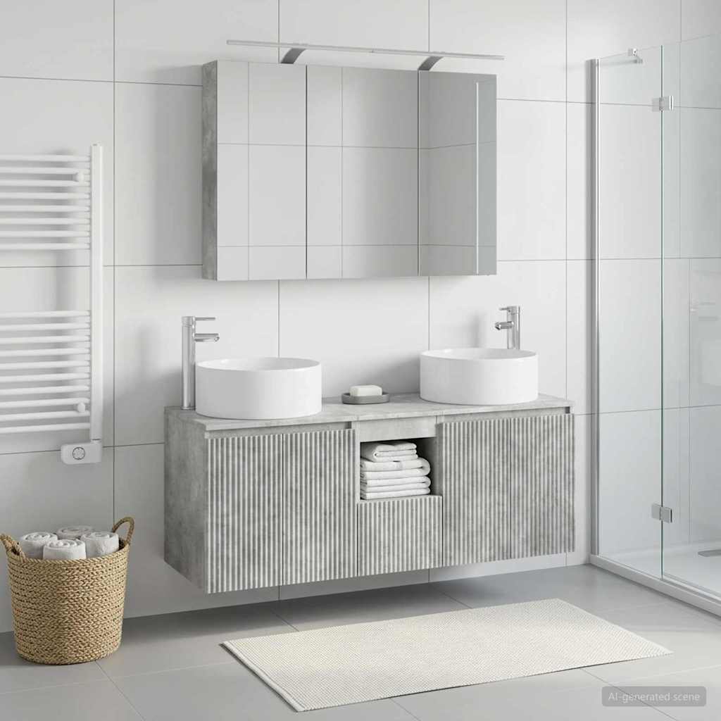 Bathroom Cabinet Set 4 pcs Concrete Grey Engineered Wood