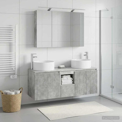 Bathroom Cabinet Set 4 pcs Concrete Grey Engineered Wood