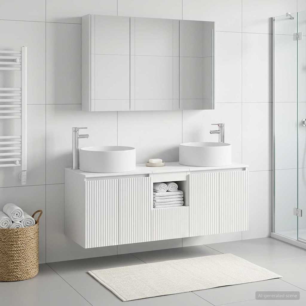 Bathroom Cabinet Set 4 pcs White Engineered Wood