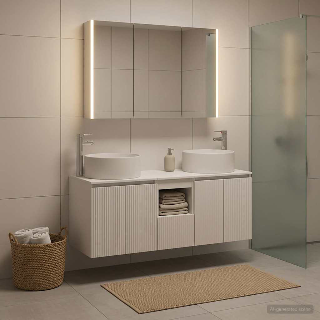 Bathroom Cabinet Set 4 pcs White Engineered Wood