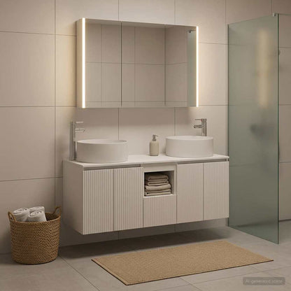 Bathroom Cabinet Set 4 pcs White Engineered Wood
