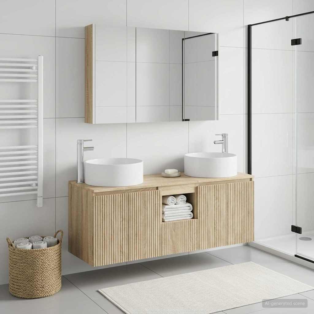 Bathroom Cabinet Set 4 pcs Sonoma Oak Engineered Wood