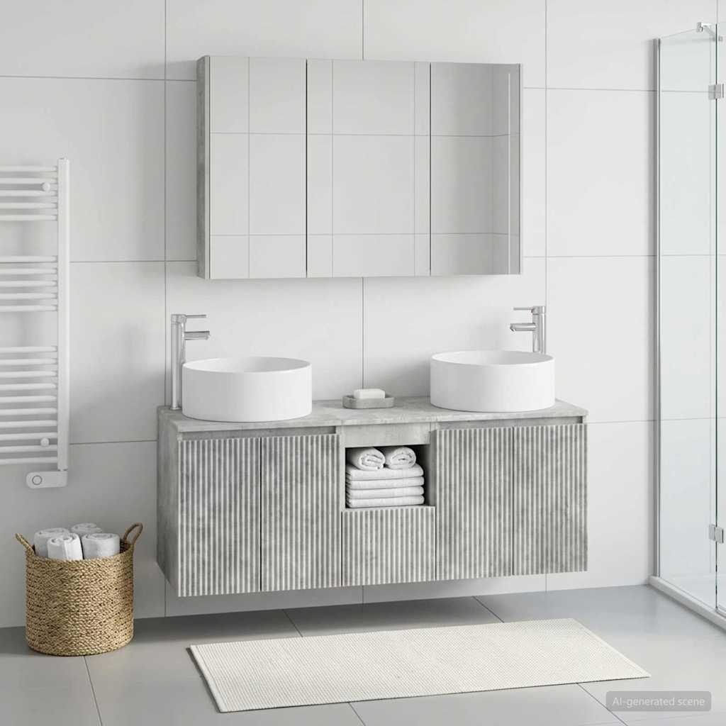 Bathroom Cabinet Set 4 pcs Concrete Grey Engineered Wood
