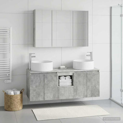 Bathroom Cabinet Set 4 pcs Concrete Grey Engineered Wood