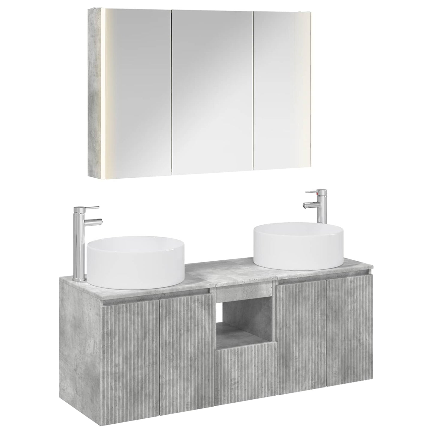 Bathroom Cabinet Set 4 pcs Concrete Grey Engineered Wood