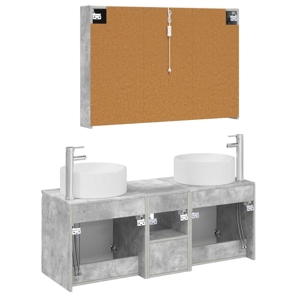 Bathroom Cabinet Set 4 pcs Concrete Grey Engineered Wood