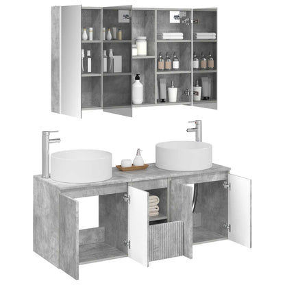 Bathroom Cabinet Set 4 pcs Concrete Grey Engineered Wood
