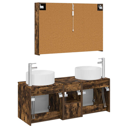 Bathroom Cabinet Set 4 pcs Smoked Oak 103.5 x 15.5 x 70 cm