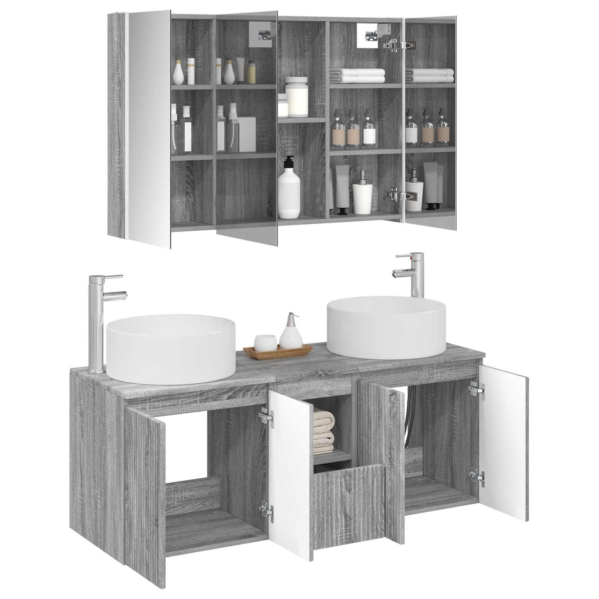 Bathroom Cabinet Set 4 pcs Grey Sonoma Engineered Wood