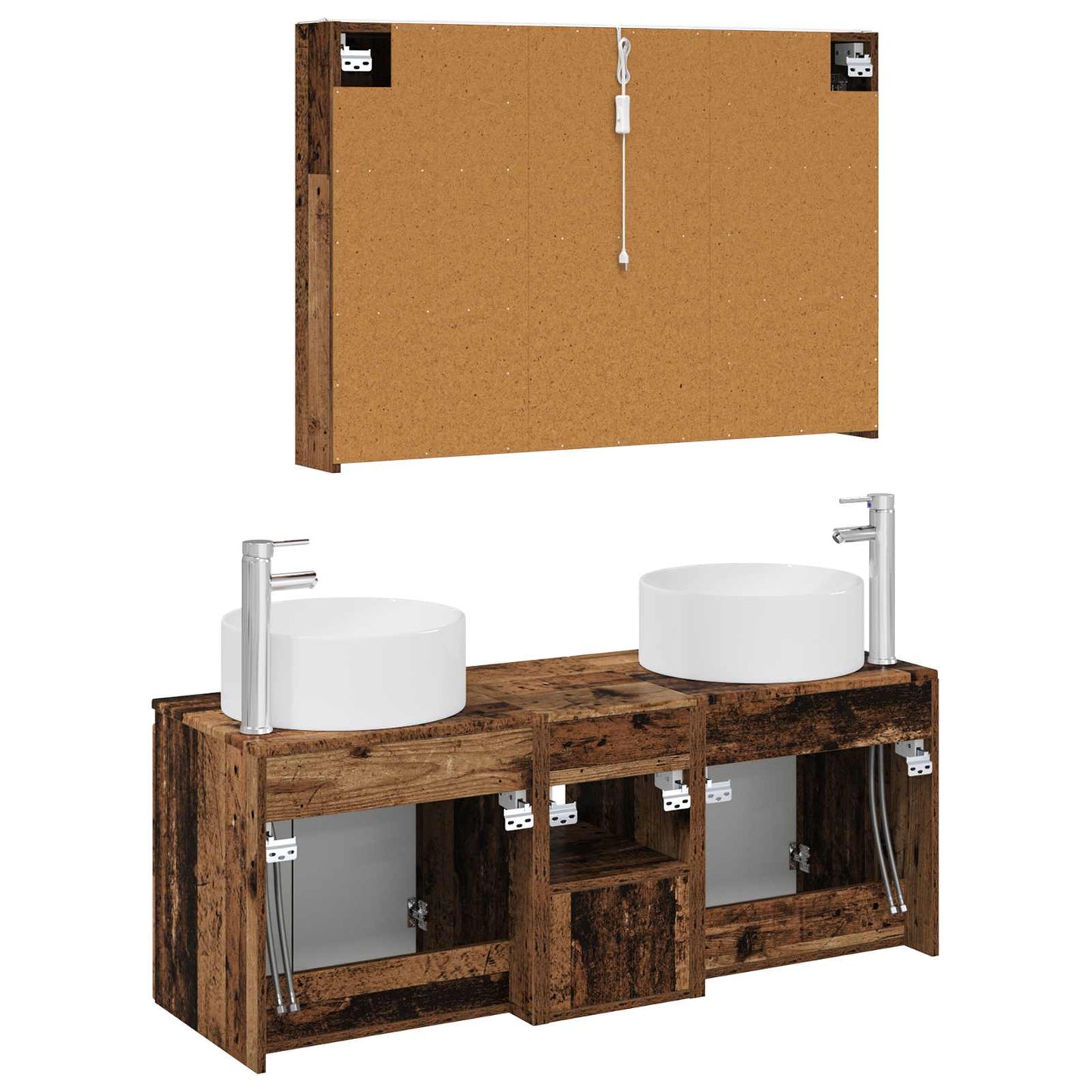 Bathroom Cabinet Set 4 pcs Old Wood 103.5 x 15.5 x 70 cm