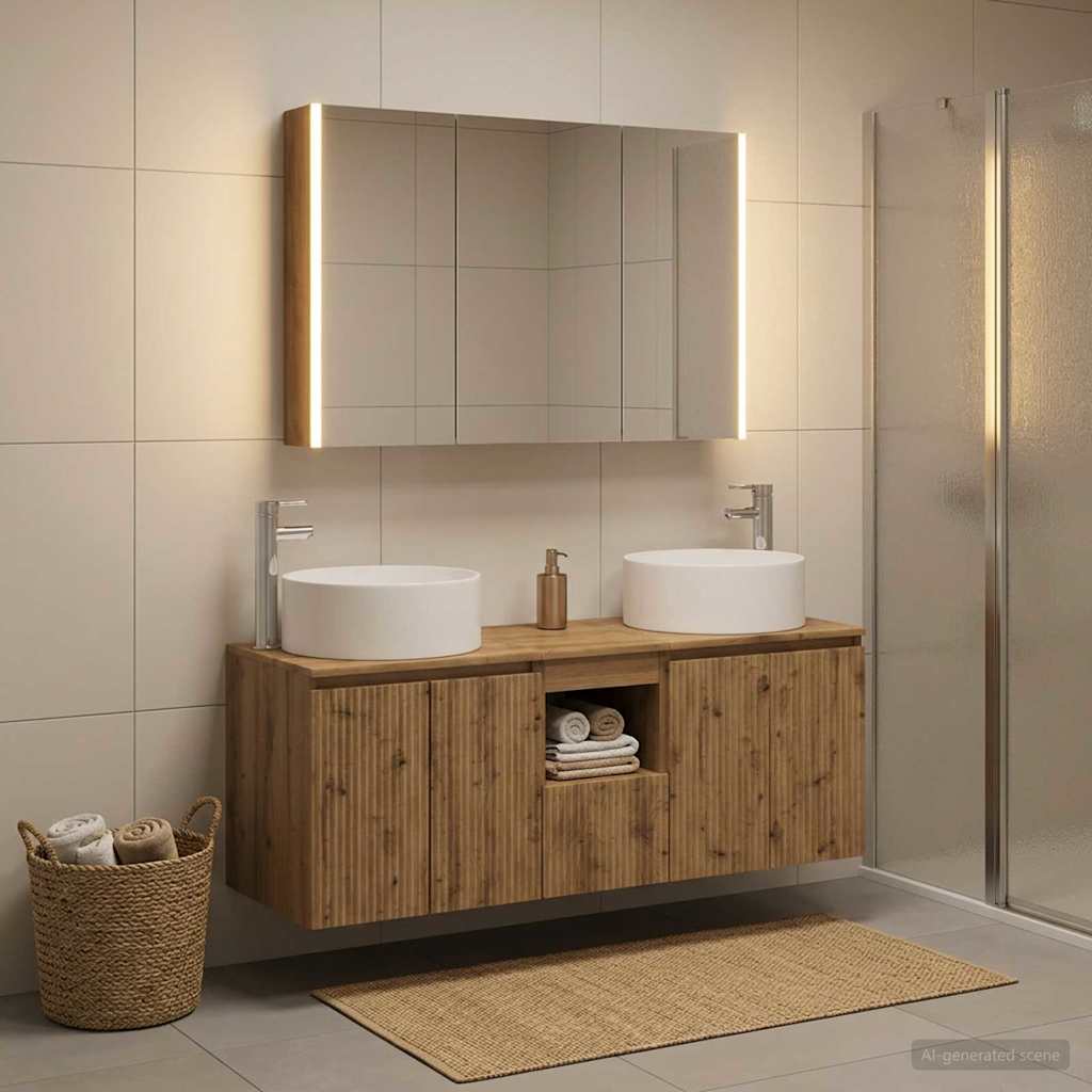 Bathroom Cabinet Set 4 pcs Artisan Oak Engineered Wood